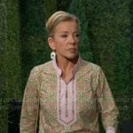 Nikki’s printed tunic top on The Young and the Restless