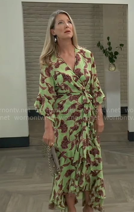 Nina's green floral wrap dress on General Hospital