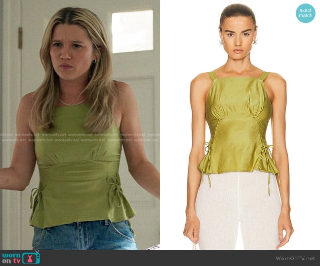 Noam Suki Top in Chartreuse worn by Taylor Jewel (Rain Spencer) on The Summer I Turned Pretty