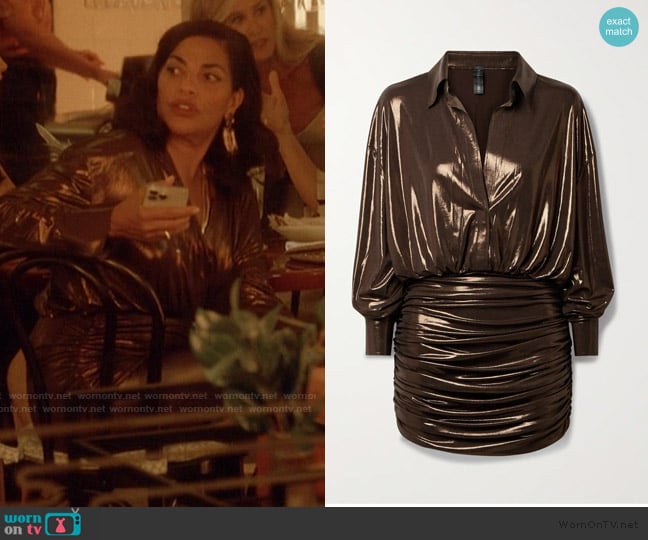 Seema’s metallic mini dress on And Just Like That