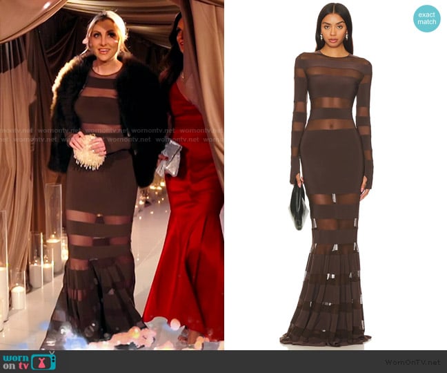 Norma Kamali Spliced Dress Fishtail Gown worn by Gina Kirschenheiter on The Real Housewives of Orange County