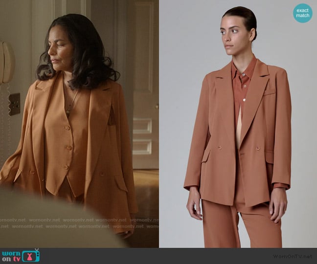  Nuri Jacket in Rust Brown worn by Seema Patel (Sarita Choudhury) on And Just Like That