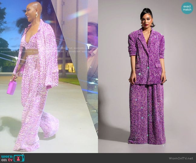 Ofuure Liza Sequin Blazer and Pants worn by Guerdy Abraira (Guerdy Abraira) on The Real Housewives of Miami