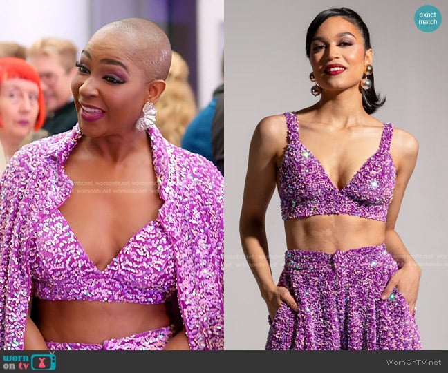 Ofuure Liza Sequin Bra Top in Alexandrite worn by Guerdy Abraira (Guerdy Abraira) on The Real Housewives of Miami