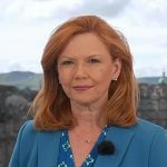 Kelly O’Donnell’s blue print blouse on Today