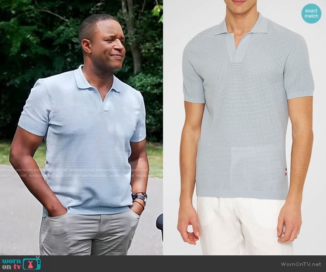 Orlebar Brown Roddy Waffle Mesh Stitch Short-Sleeve Polo Shirt worn by Craig Melvin on Today