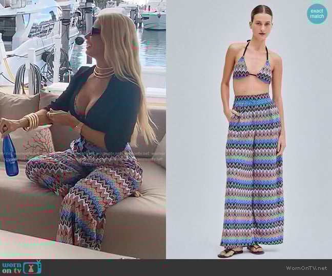 PatBO Crochet String Bikini Top and Crochet Wide Leg Pants worn by Alexia Echevarria (Alexia Echevarria) on The Real Housewives of Miami