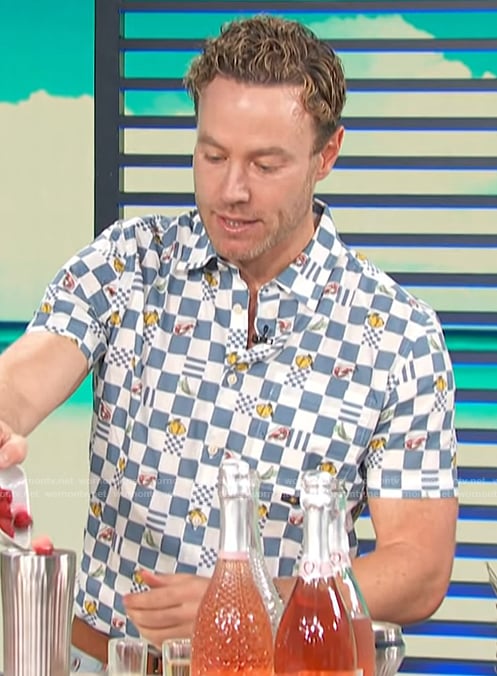 Paul Zhan’s checkerboard print shirt on Access Hollywood