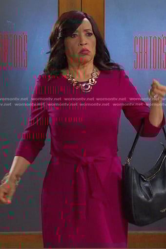 Paulina's purple tie waist sheath dress on Days of our Lives