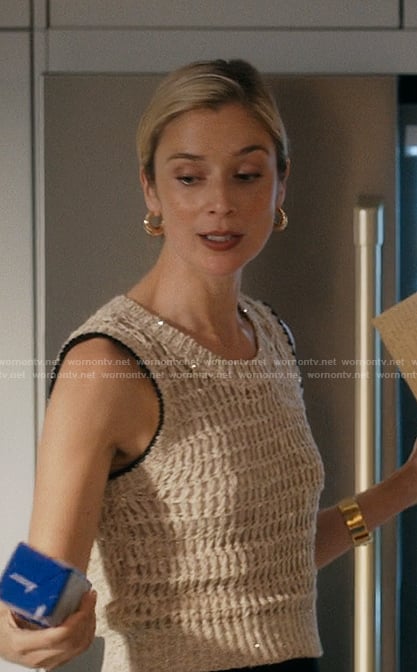 Penny's metallic crochet knit top on We Were Liars