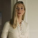 Penny’s white lace-up front top on We Were Liars
