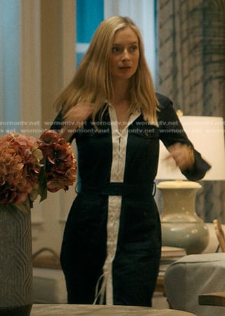 Penny's navy lace-up shirtdress on We Were Liars