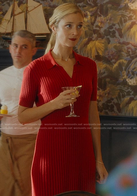 Penny’s red ribbed polo dress on We Were Liars