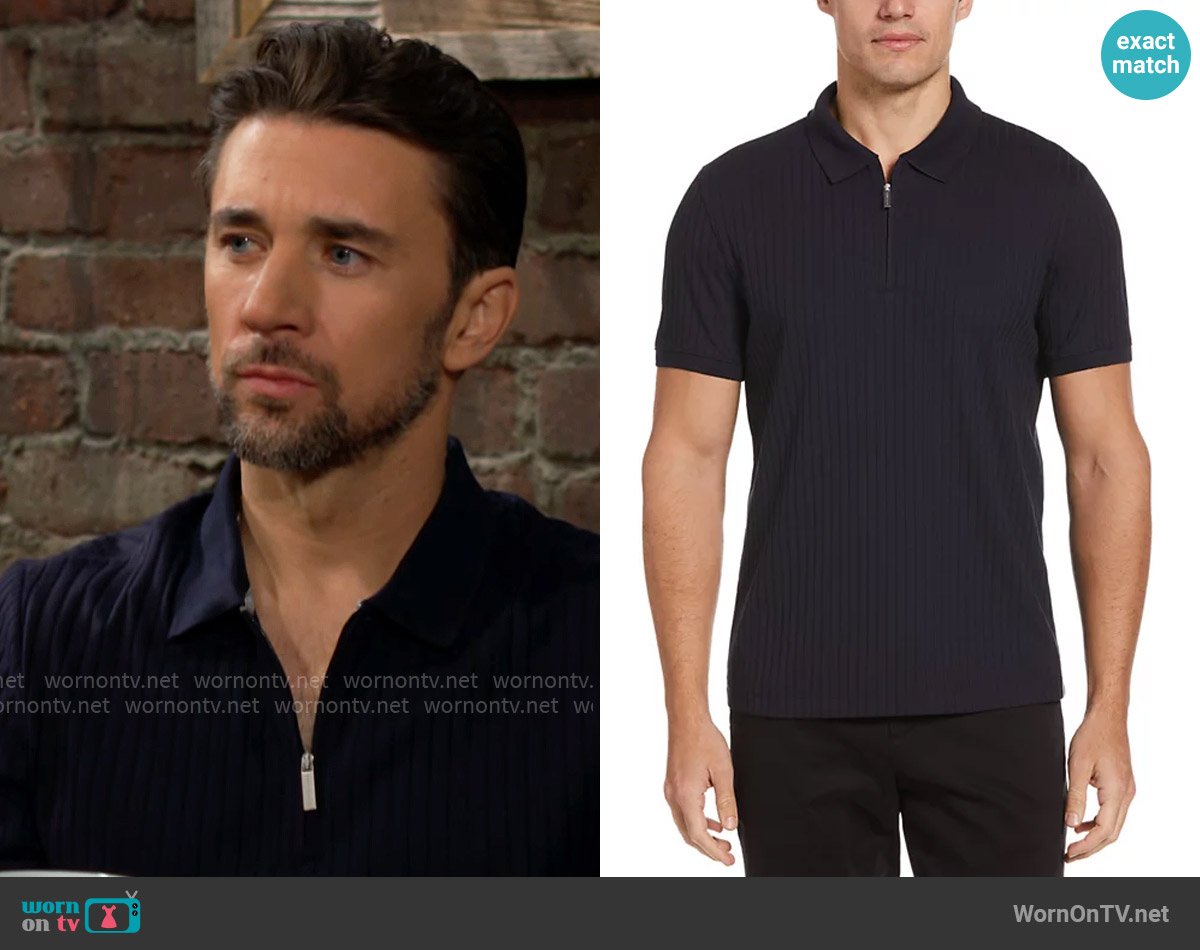 Chance’s navy zip polo on The Young and the Restless