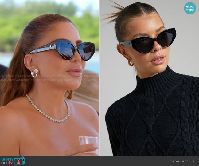 Peta & Jain Libertine Cat Eye Sunglasses in Black worn by Larsa Pippen (Larsa Pippen) on The Real Housewives of Miami
