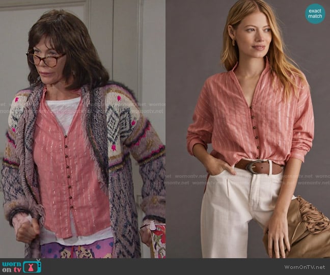 Pilcro Tavi Button Down Blouse worn by Susan Banks (Stacy Haiduk) on Days of our Lives