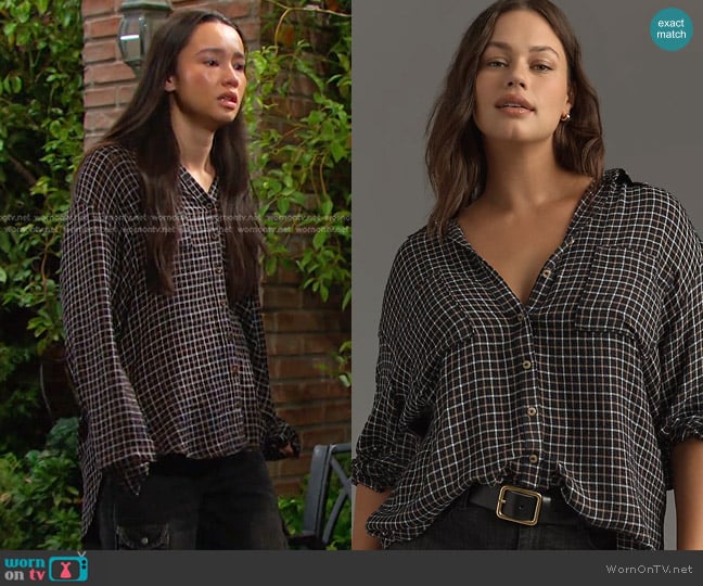 Pilcro The Hadley Relaxed Buttondown Shirt worn by Sophia Choi (Rachel Boyd) on Days of our Lives