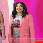 Tisha Campbell’s crystal pinstripe blazer and pants on Today