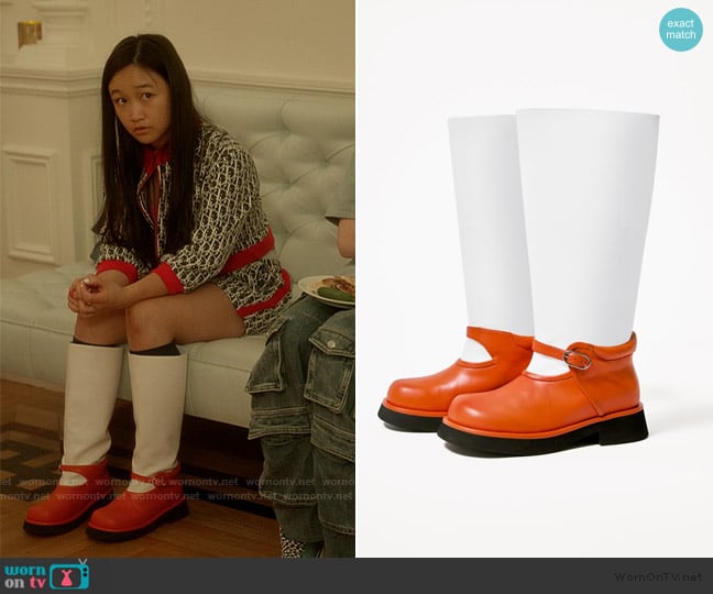 Pipenco Lorena Long Red Jumbo Mary Janes worn by Lily Goldenblatt (Cathy Ang) on And Just Like That