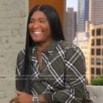Law Roach’s brown plaid shirt and pants on Good Morning America