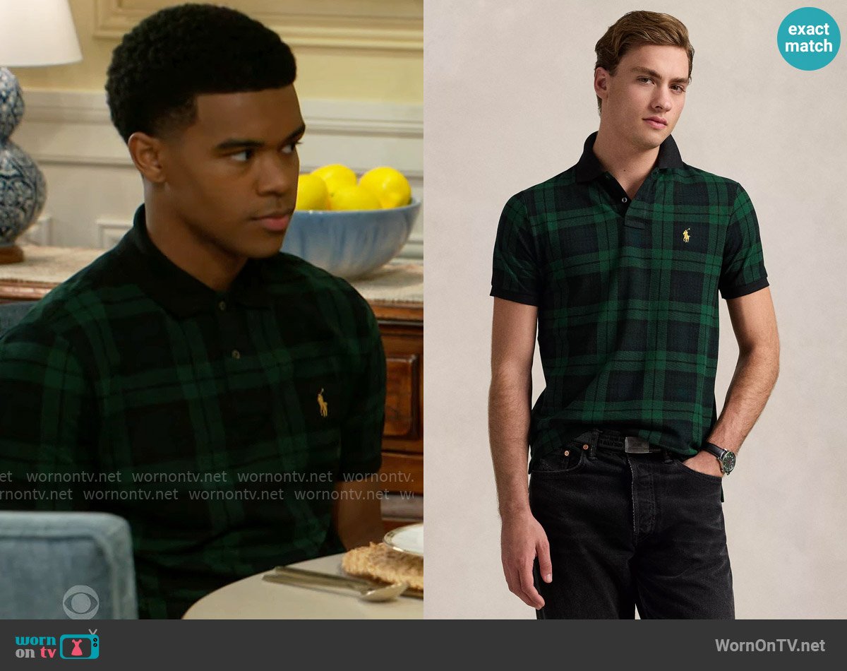Polo Ralph Lauren Blackwatch Plaid Polo worn by Tyrell Richardson (Jaden Lucas Miller) on Beyond the Gates