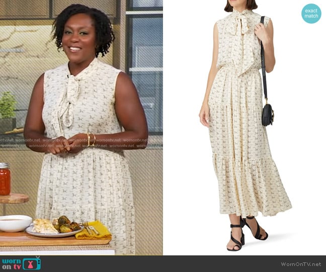 Polo Ralph Lauren Printed Neck Tie Maxi Dress worn by Maya Feller on Good Morning America