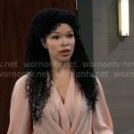 Portia’s blush draped front blouse on General Hospital