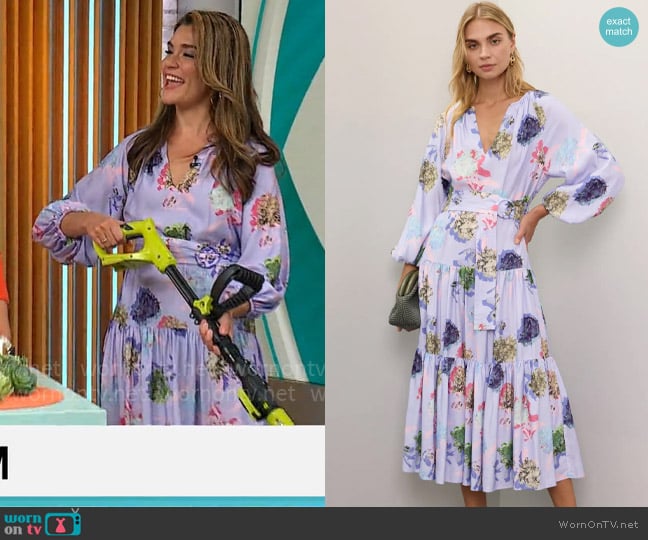 Prabal Gurung x RTR Printed Tiered Dress worn by Adriane Kiss on CBS Mornings