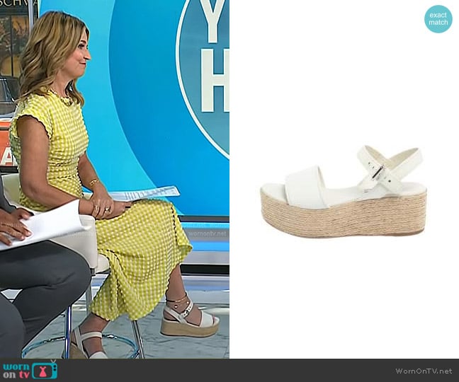Prada Espadrille Platform Sandals in White worn by Savannah Guthrie on Today