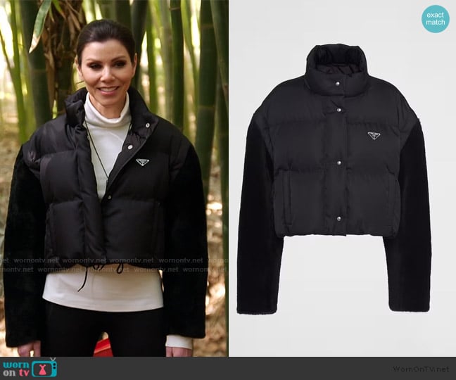 Prada Re-Nylon down jacket worn by Heather Dubrow on The Real Housewives of Orange County