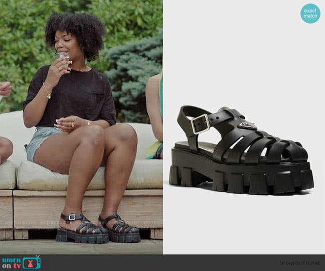Prada Rubber Logo Chunky-Sole Fisherman Sandals worn by Riley Burruss on Next Gen NYC