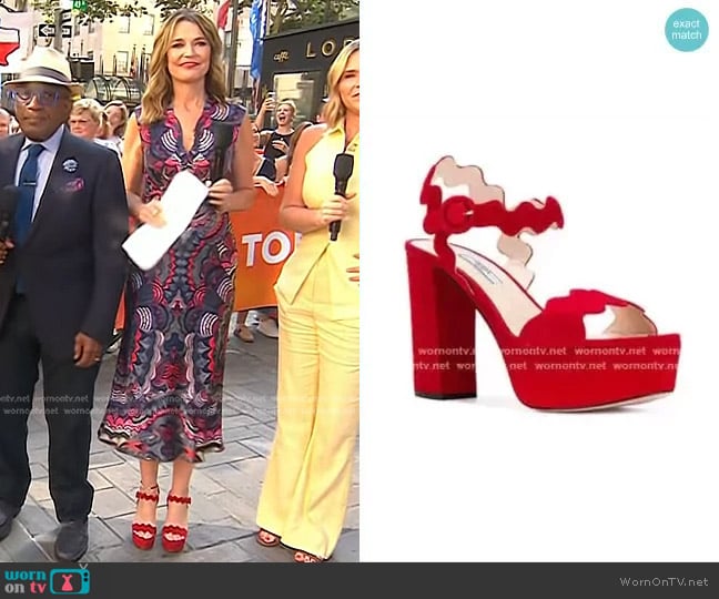 Prada Scalloped Platform Sandals worn by Savannah Guthrie on Today