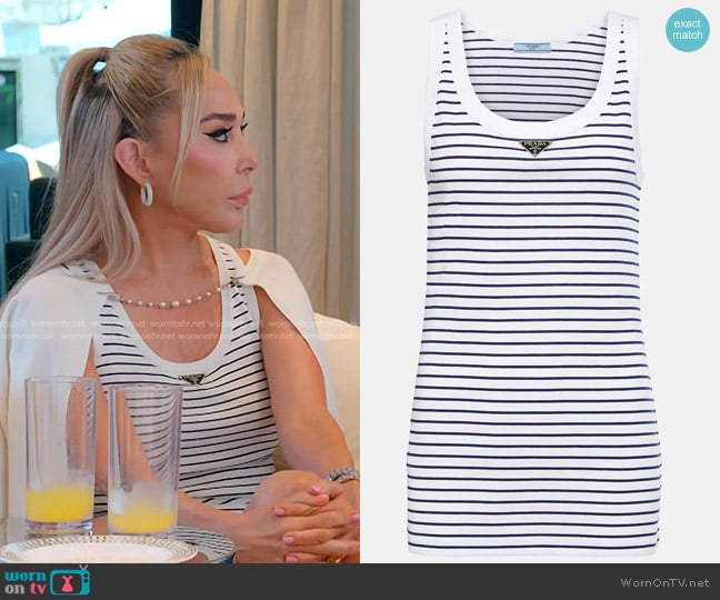 Prada Striped Cotton Jersey Tank Top worn by Marysol Patton (Marysol Patton) on The Real Housewives of Miami