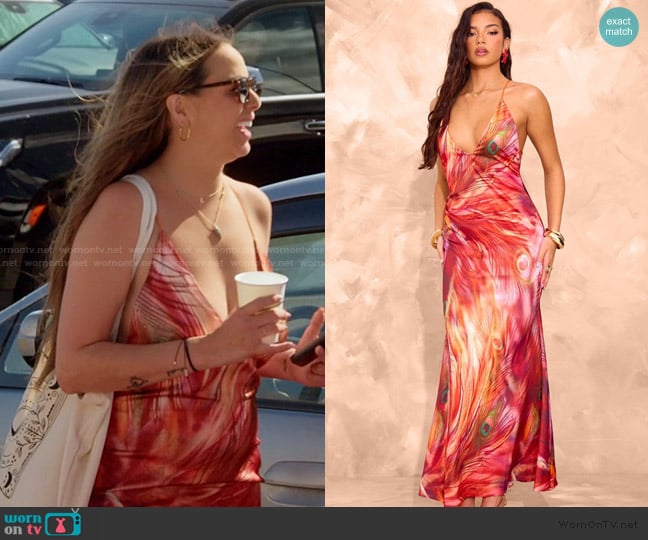 Pretty Little Thing Orange Abstract Print Maxi Dress worn by Kristen Doute on The Valley