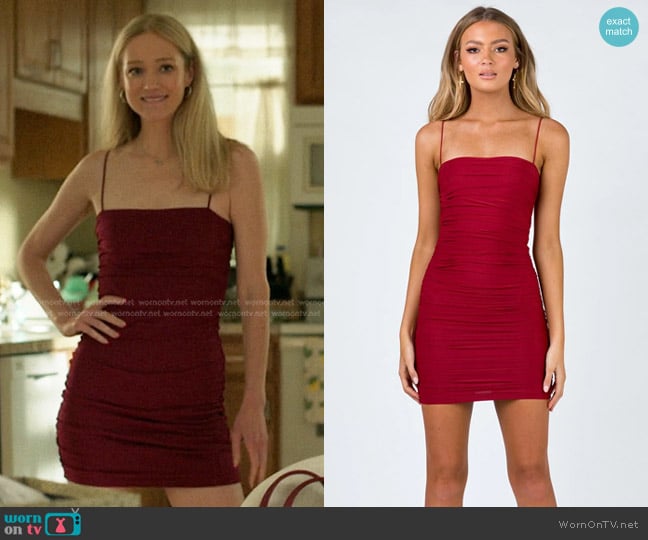 Princess Polly Lower Impact Tara Mini Dress in Red worn by Lucinda Jewel (Kristen Connolly) on The Summer I Turned Pretty