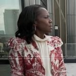 Deborah’s print ruffle shoulder blazer on Good Morning America