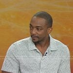 Anthony Mackie’s sage green geo knit shirt on Today