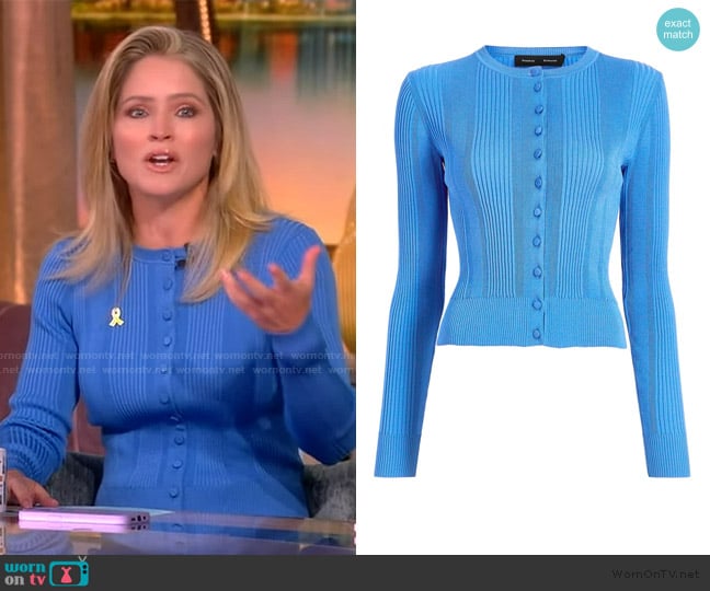 Proenza Schouler Currin Column Rib Button Down Top worn by Sara Haines on The View
