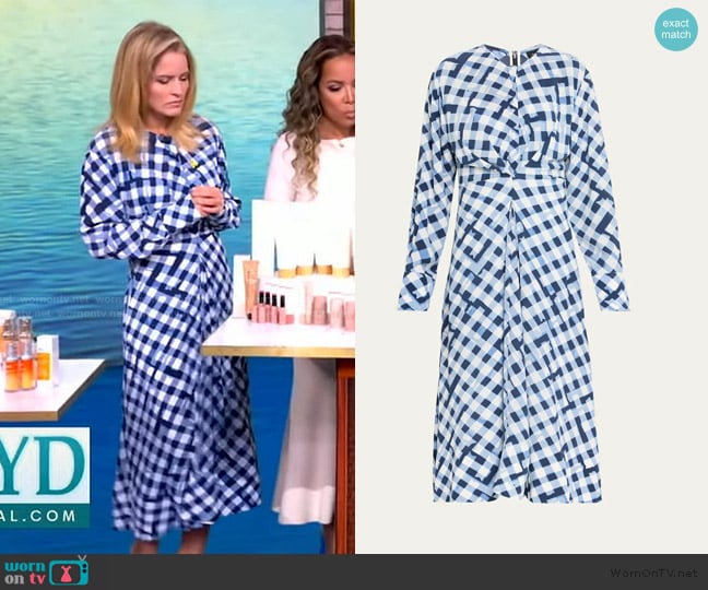 Proenza Schouler Keria Printed Crepe De Chine Long-Sleeve Midi Dress worn by Sara Haines on The View