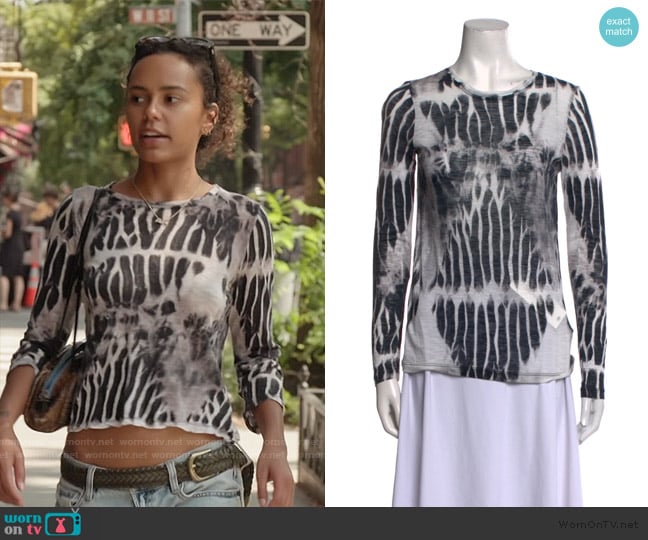 Proenza Schouler Tie-Dye Print Bateau Neckline Blouse worn by Ava Dash on Next Gen NYC