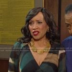 Paulina’s green print wrap dress on Days of our Lives