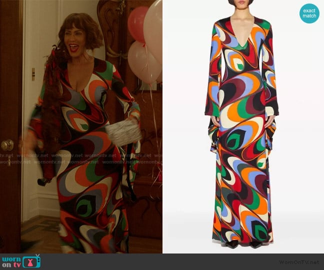 Pucci Onde-Print Jersey Maxi Dress worn by Lisa Todd Wexley (Nicole Ari Parker) on And Just Like That
