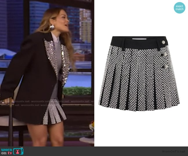 Rabanne Embroidered grain de poudre mini skirt worn by Rita Ora on Live with Kelly and Mark