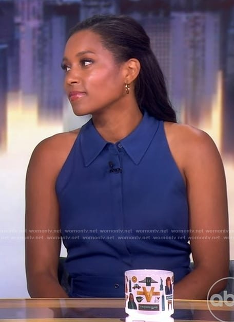 Rachel Scott’s blue belted jumpsuit on The View