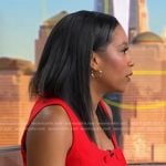 Rachel’s red double breasted vest on Good Morning America