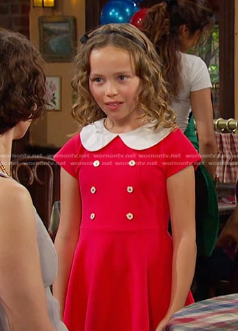 Rachel's red collared dress on Days of our Lives
