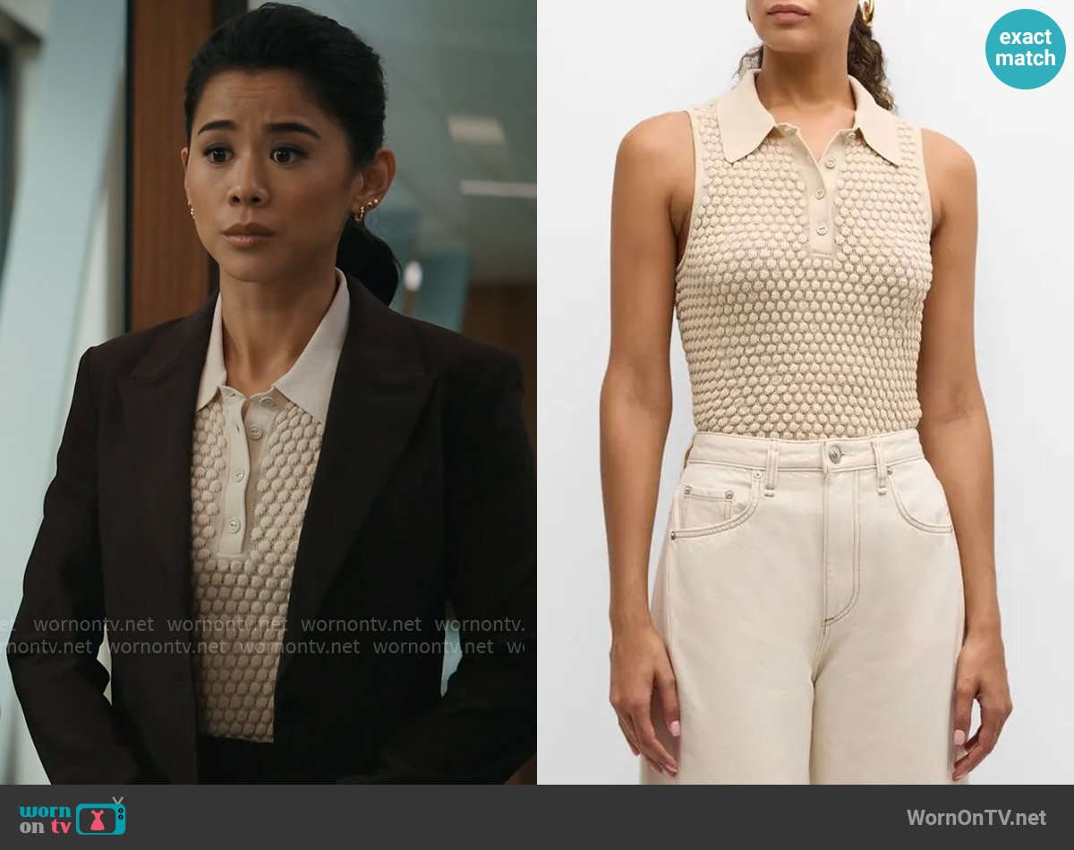 Rag and Bone Georgia Knit Sleeveless Polo worn by Sarah Franklin (Leah Lewis) on Matlock