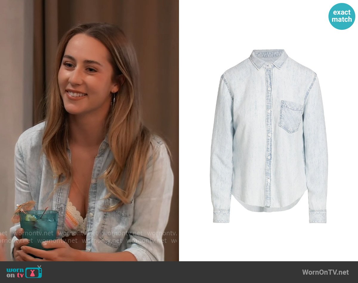 Rails Ingrid Shirt in Light Acid Wash worn by Josslyn Jacks (Eden McCoy) on General Hospital