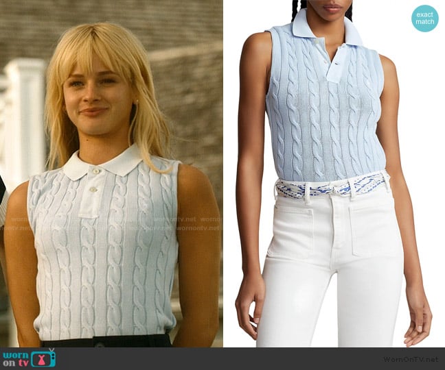 Ralph Lauren Cable Knit Sleeveless Sweater worn by Mirren Sinclair Sheffield (Esther McGregor) on We Were Liars