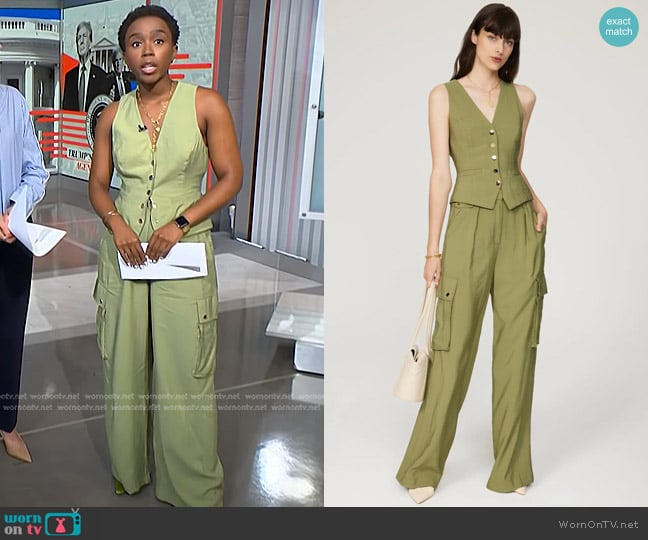 Ramy Brook Cosette Vest and Emil Pants worn by Zinhle Essamuah on NBC News Daily